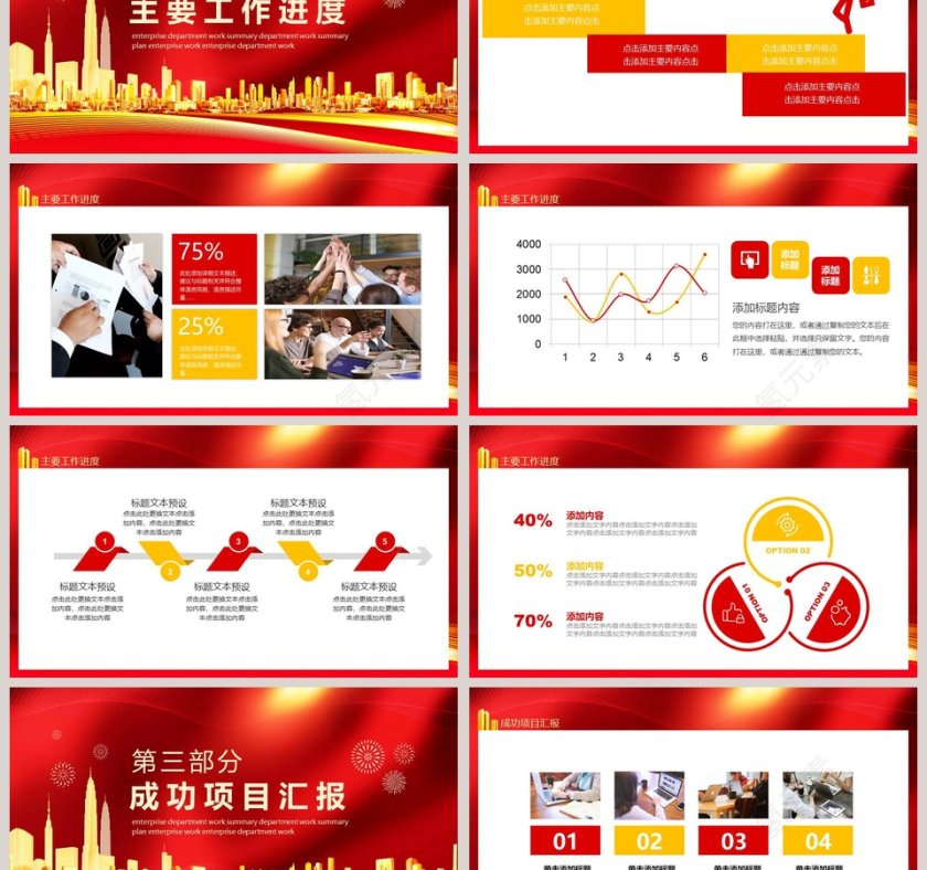 红色大气年终总结暨新年计划PPT模板第3张