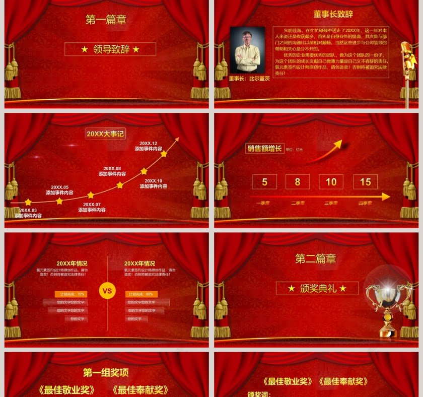 红色简约大气喜庆公司年会颁奖庆典PPT第2张