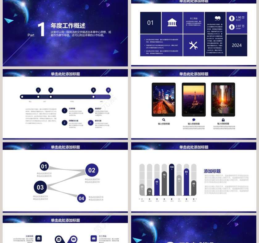 互联网工作总结PPT模板第2张
