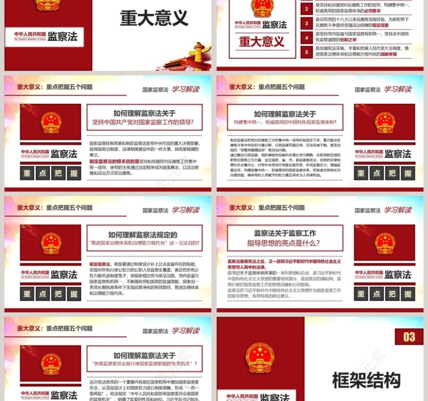 学习解读中华人民共和国监察法PPT模板第3张
