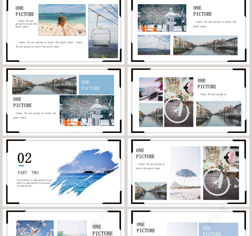 清新素雅旅行相册日记PPT模板第2张