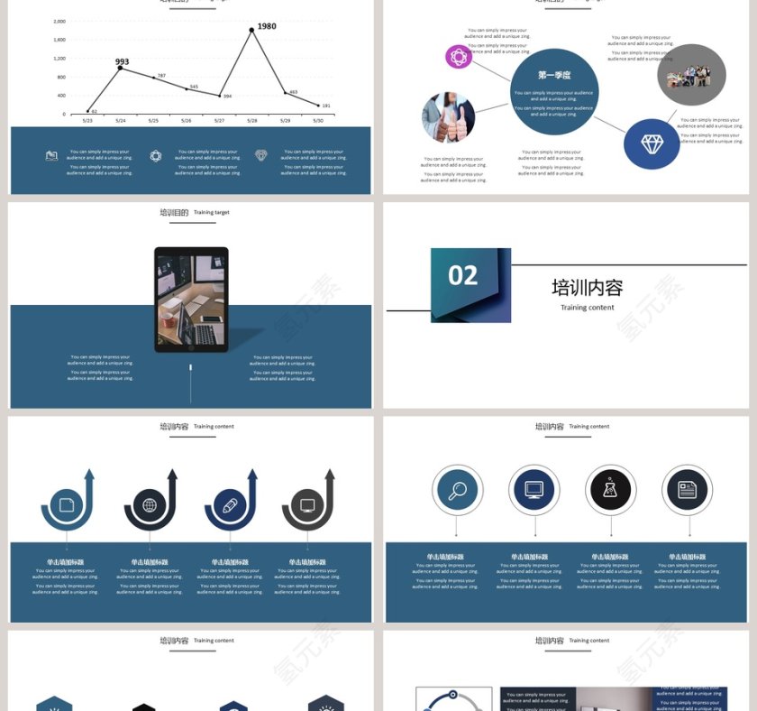 蓝色简约风企业培训PPT模板第2张