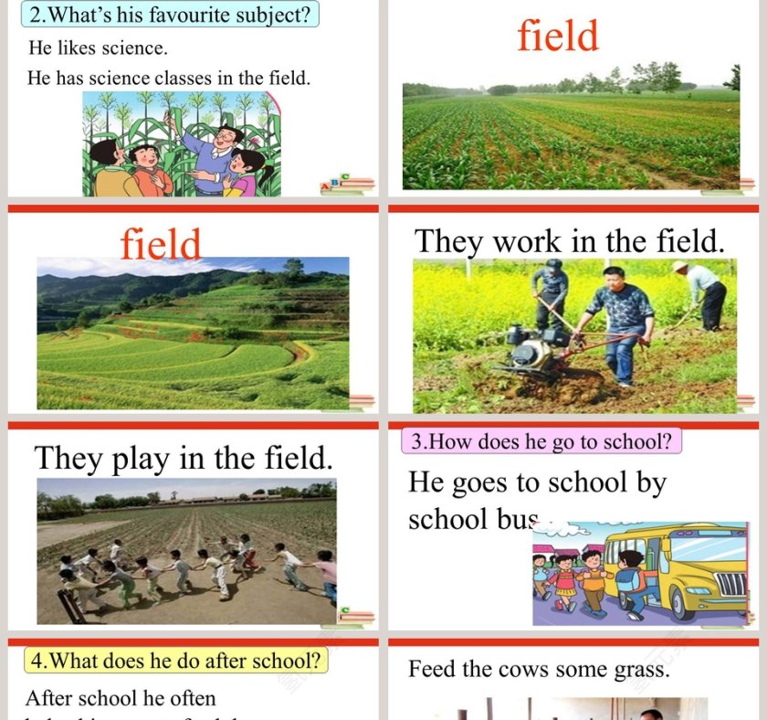 He goes to school by school bus - 教育培训PPT模板第2张