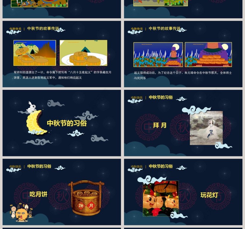 简约卡通儿童小学幼儿园中秋佳节主题班会PPT课件第4张