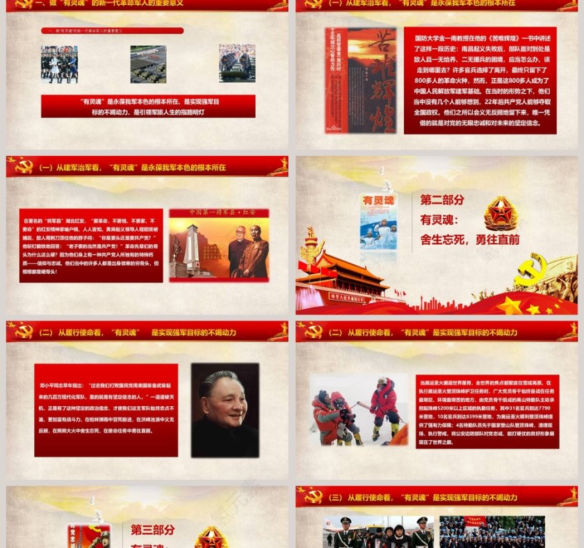 有灵魂信念坚定听党指挥PPT模板第2张