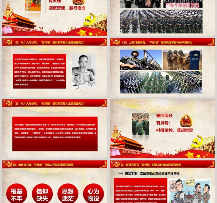 有灵魂信念坚定听党指挥PPT模板第3张