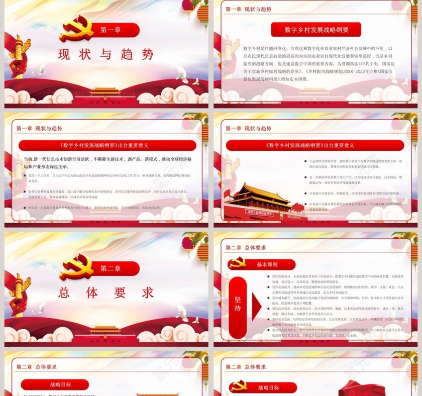 学习贯彻数字乡村发展战略纲要基层党建党课学习PPT模板第2张