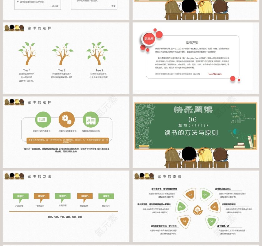 绿色简约世界读书日我爱读书快乐阅读PPT模板第4张