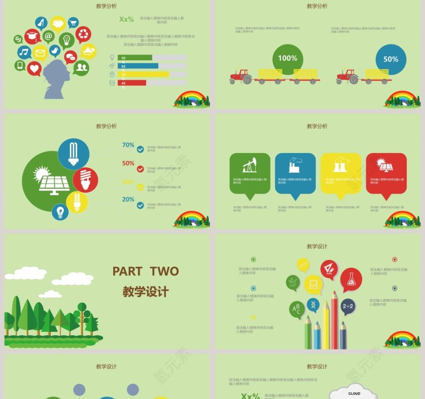 卡通背景绿色信息化教学工作汇报第2张