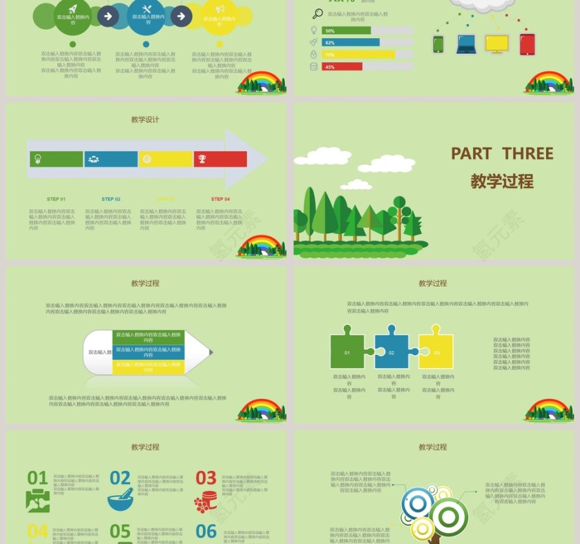 卡通背景绿色信息化教学工作汇报第3张