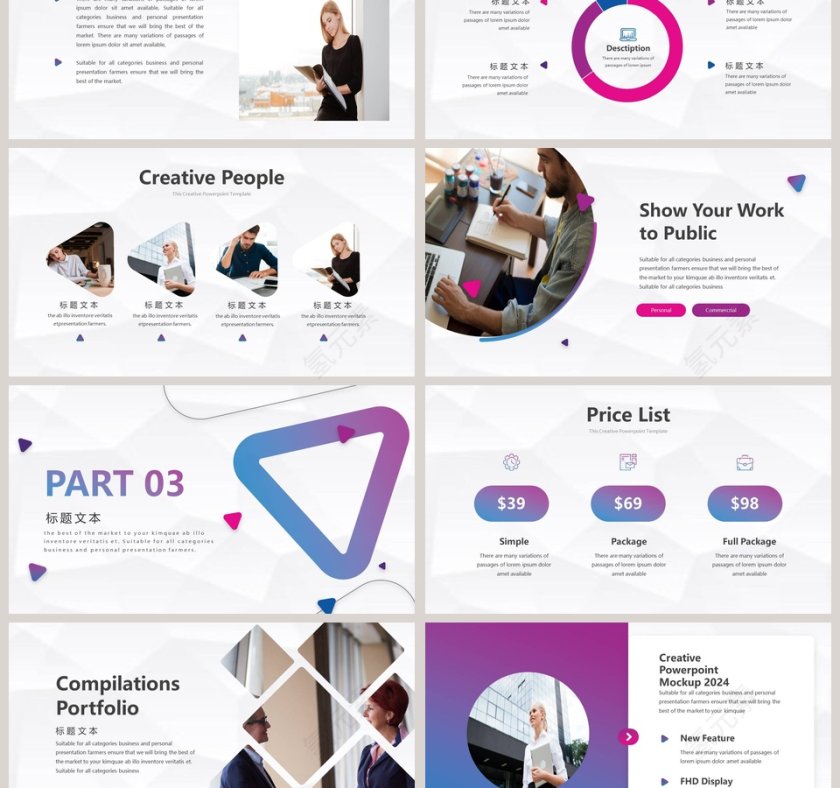 时尚渐变商务总结汇报PPT模板第3张