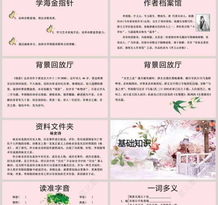 古诗词鉴赏分享会模板李商隐诗两首读书分享会教师说课PPT第2张