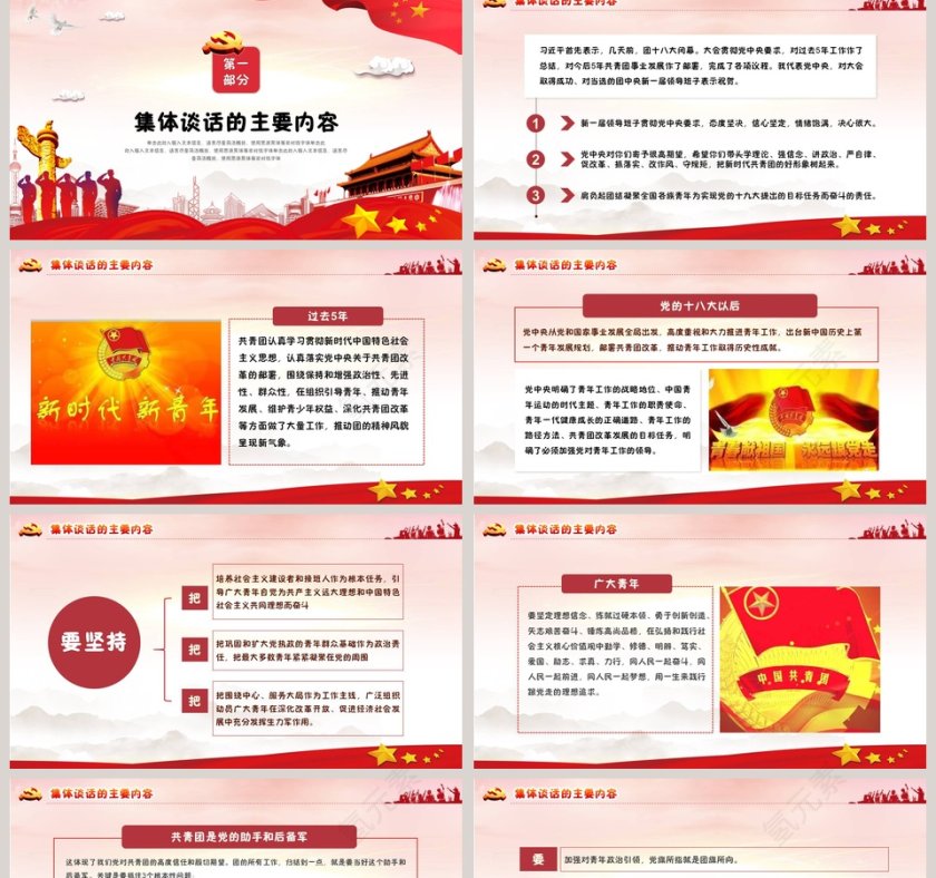 习近平同团中央新一届领导班子成员集体谈话党建党课PPT模板第2张