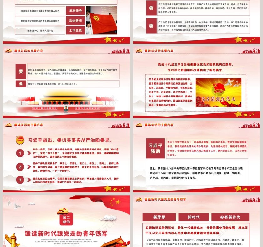 习近平同团中央新一届领导班子成员集体谈话党建党课PPT模板第3张