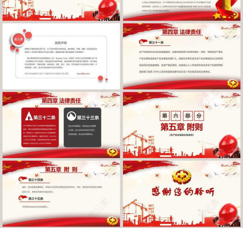 红色大气安全生产事故应急条例PPT第7张