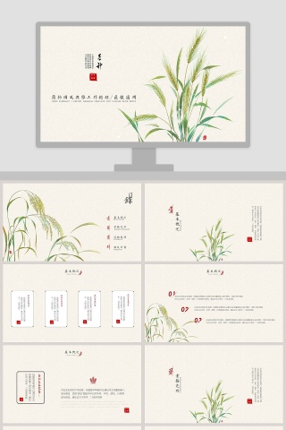 黄色简约芒种节气PPT