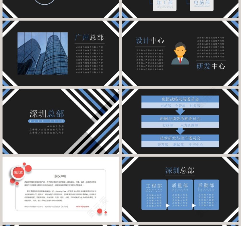 商务企业组织架构图PPT模版第4张