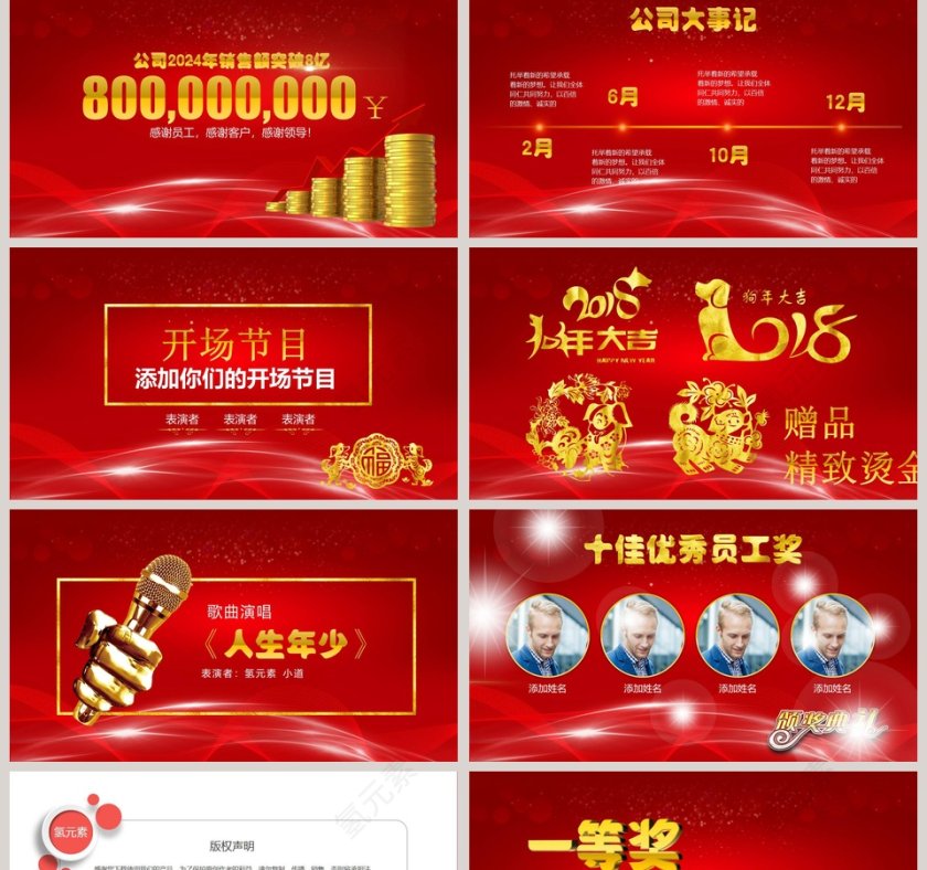 红色简约大气年终企业年会表彰大会PPT第2张