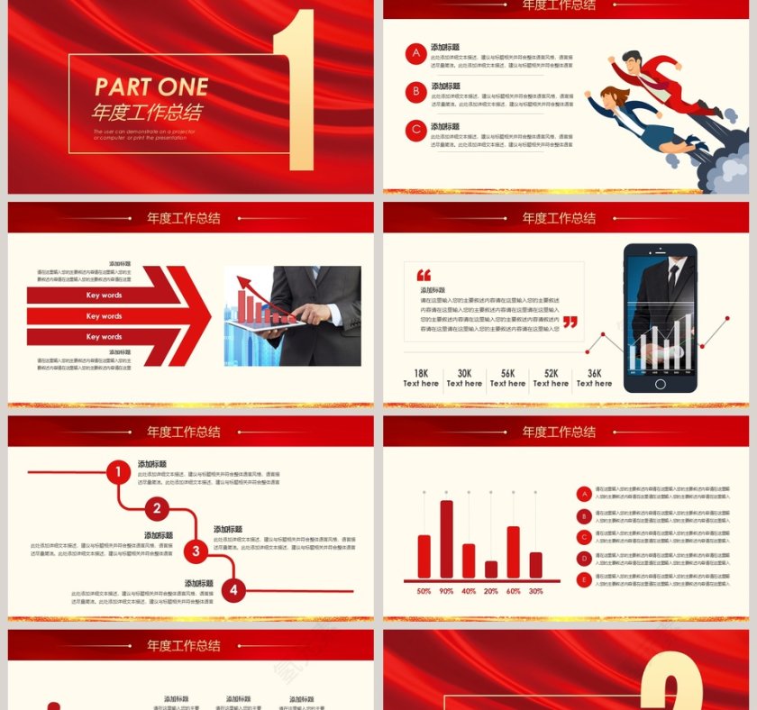 红色简约大气公司企业开门红ppt模板第2张