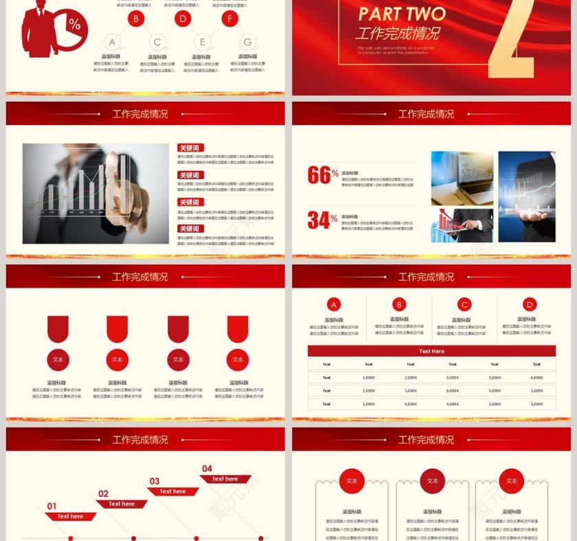 红色简约大气公司企业开门红ppt模板第3张