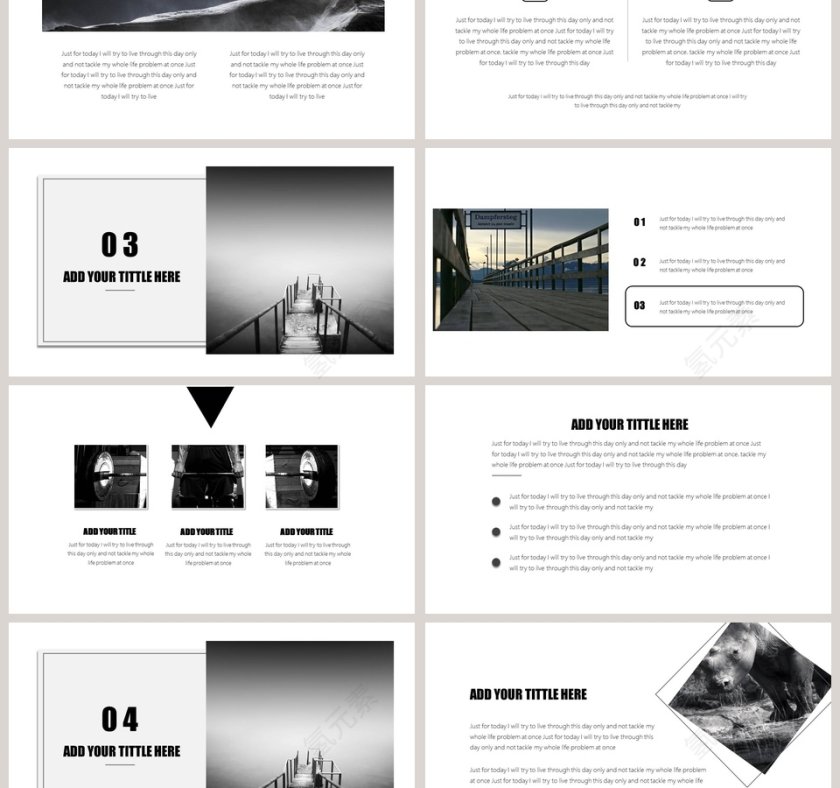 欧美极简PPT欧美风大气排版布局PPT模板  第3张