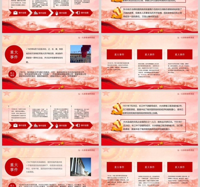 中国风九一八事变铭记历史勿忘国耻PPT模板第3张