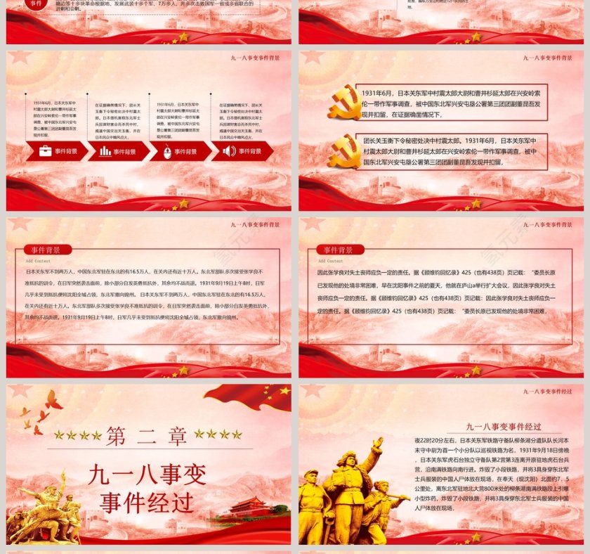 中国风九一八事变铭记历史勿忘国耻PPT模板第4张