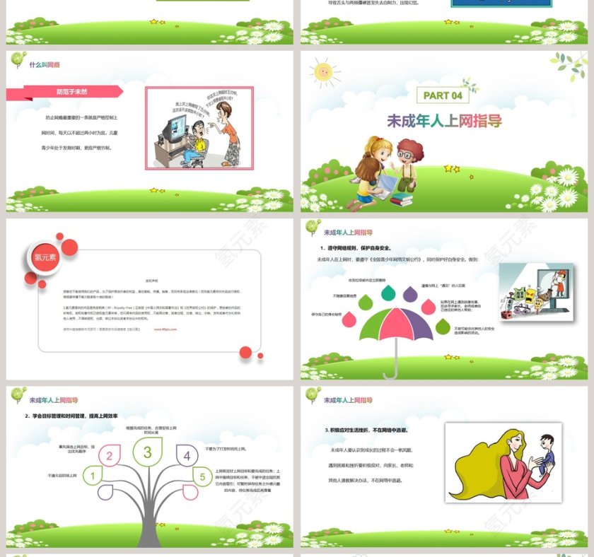 框架卡通全面中学生网络安全知识培训PPT模板网络安全培训ppt第4张