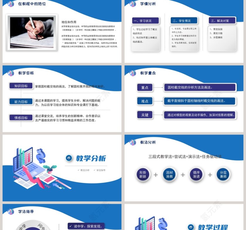 2.5D风格教学设计说课PPT模板第2张