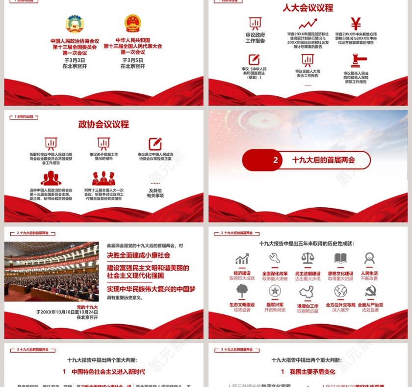 聚焦2019全国两会精确解读政府报告PPT模板第2张