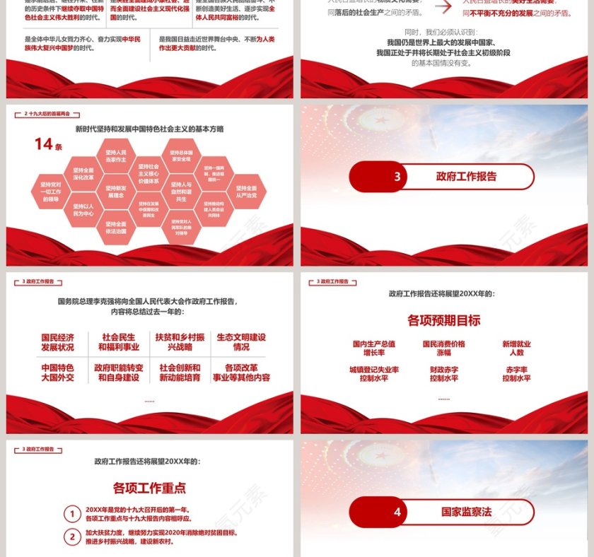 聚焦2019全国两会精确解读政府报告PPT模板第3张