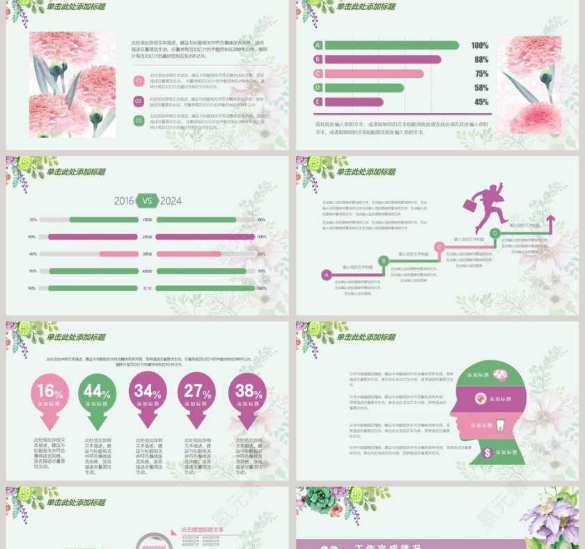 手绘花朵总结报告模版PPT第2张