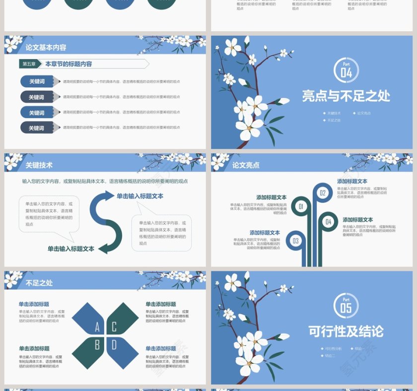 蓝色简约大气清新毕业答辩PPT第4张