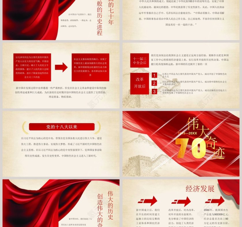 党课党建建国70周年光辉历程PPT模板第3张
