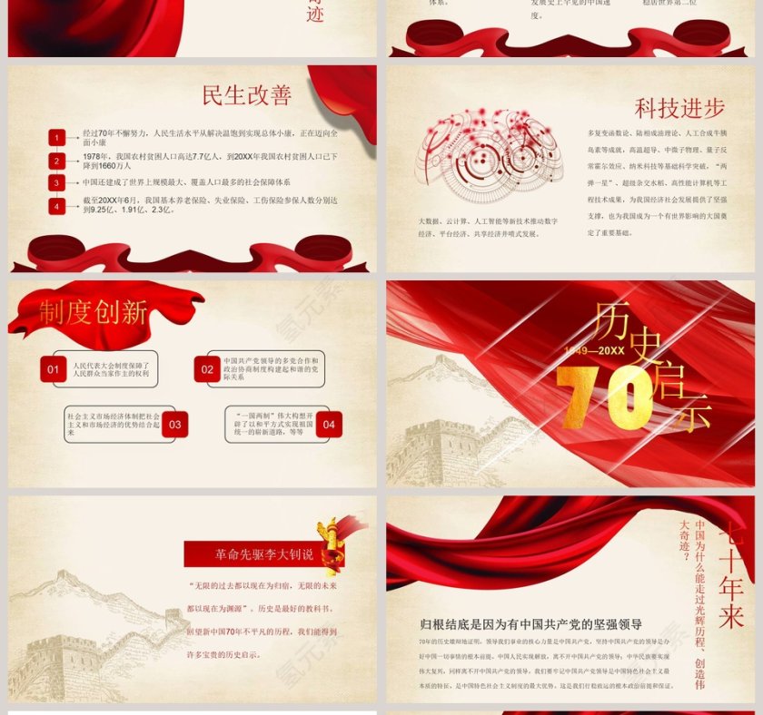 党课党建建国70周年光辉历程PPT模板第4张