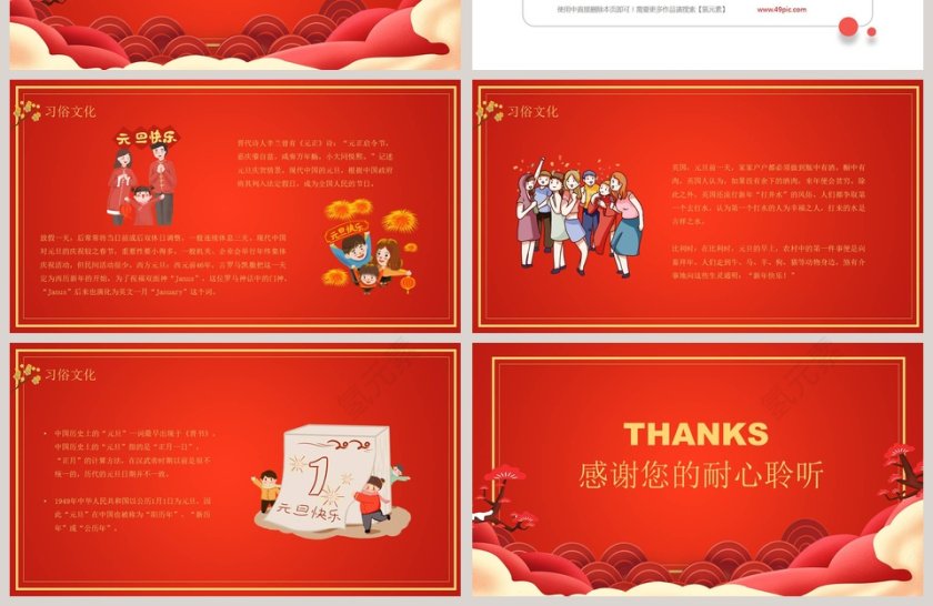 恭贺大家元旦快乐2020鼠年新年元旦PPT模板第4张