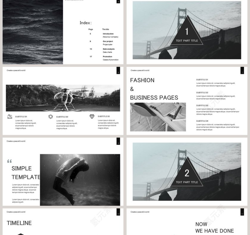 欧美经典商务时尚工作总结PPT模板第2张