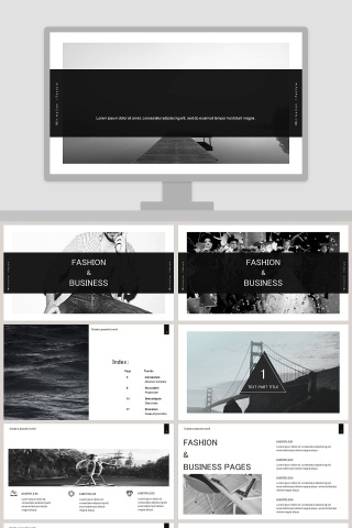 欧美经典商务时尚工作总结PPT模板