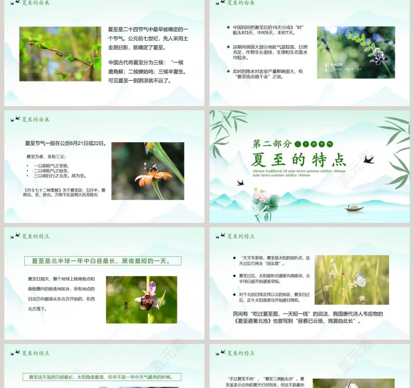 简约清新中国传统二十四节气夏至PPT模板第2张