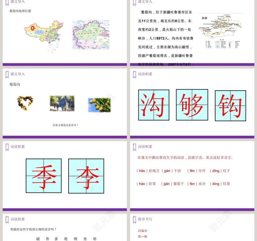 葡萄沟-汇报人氢元素教学ppt课件第2张