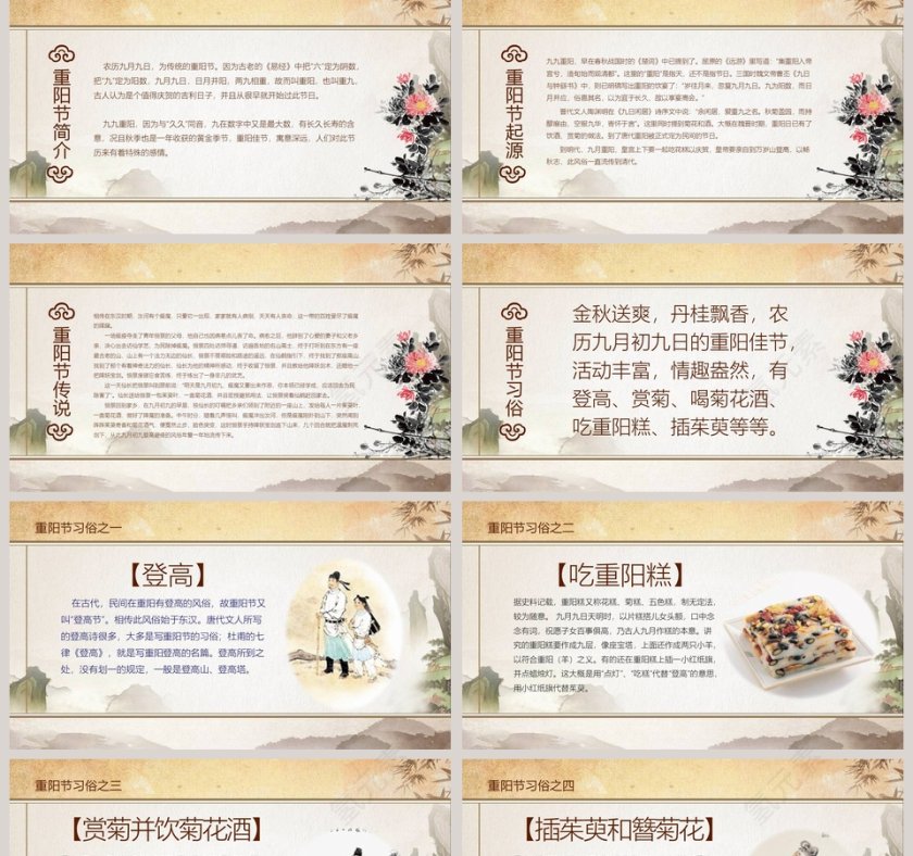 中国风重阳节民族节日PPT模板第2张