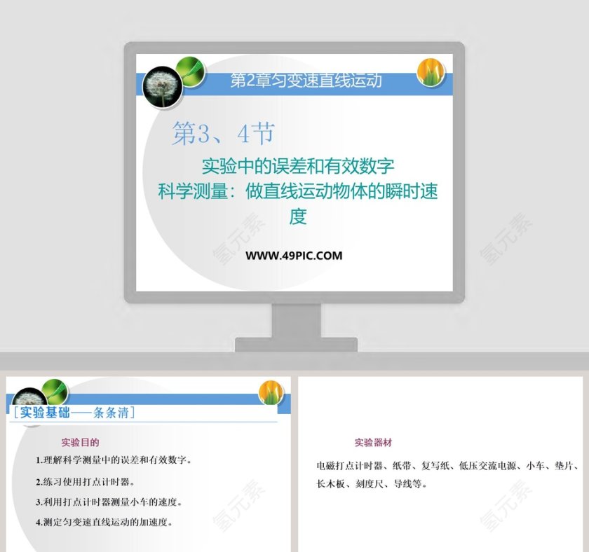 实验中的误差和有效数字-科学测量做直线运动物体的瞬时速度教学ppt课件第1张