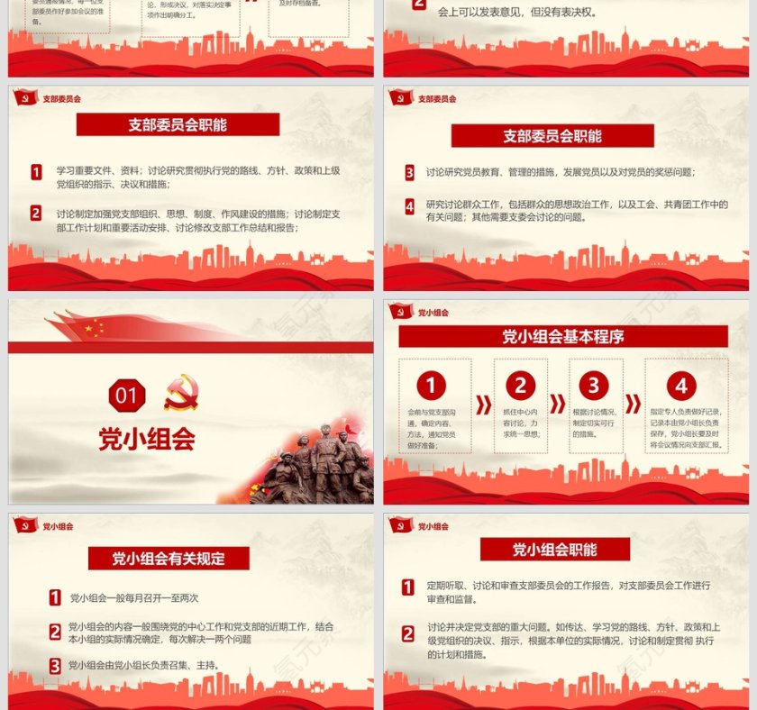 三会一课党支部培训党课党章PPT模板第4张