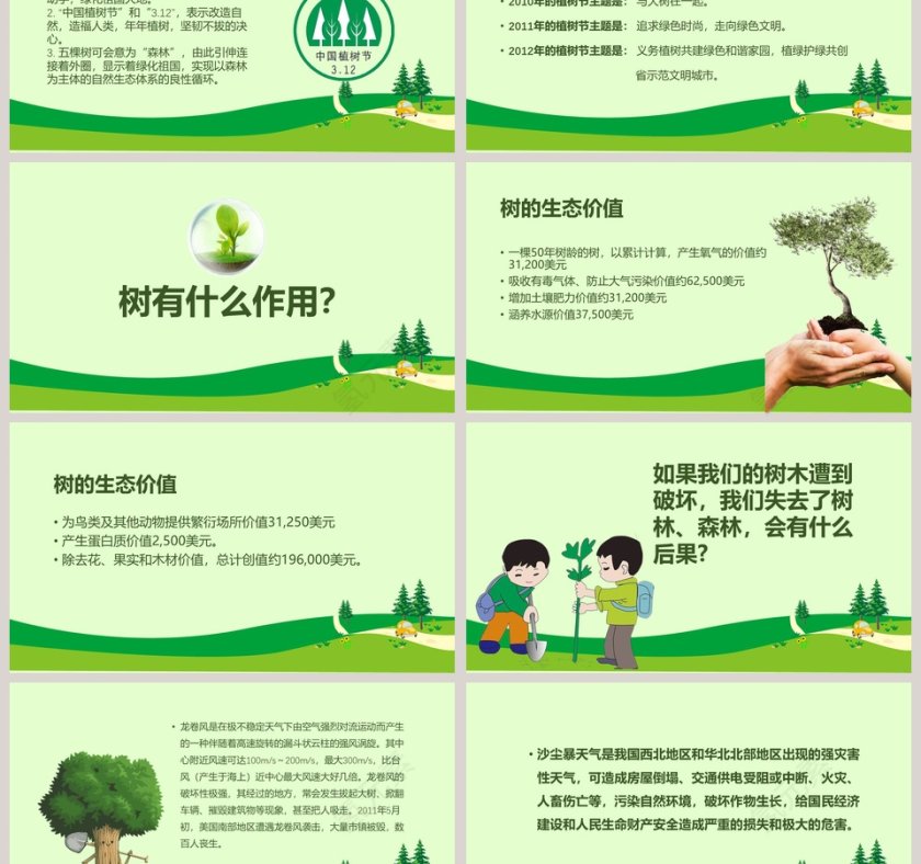 简约绿色3.12植树节PPT模板第3张