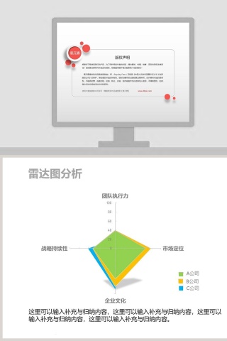 雷达图分析PPT模板素材