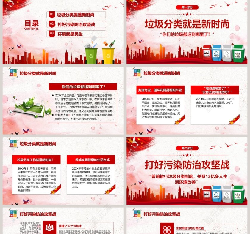 红色大气总书记对垃圾分类工作作出重要指示垃圾分类主题党课ppt模板第2张