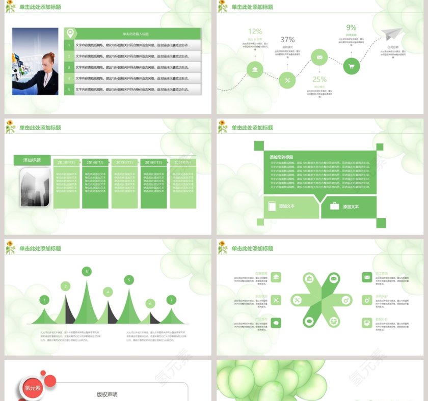 2019绿色背景小清新年终总结PPT模板 第5张