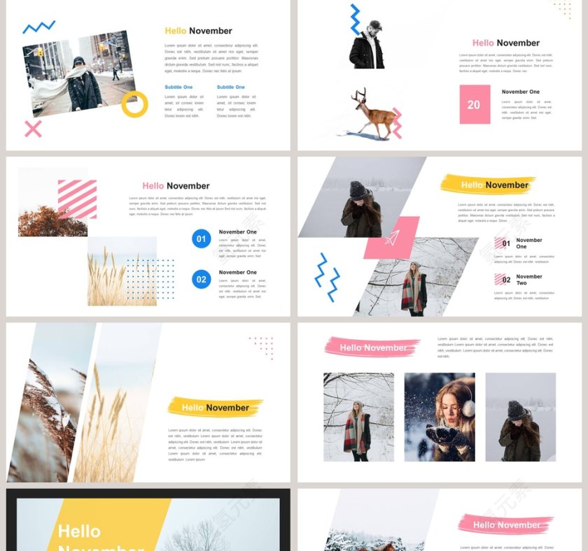 你好十一月PPT模板第2张