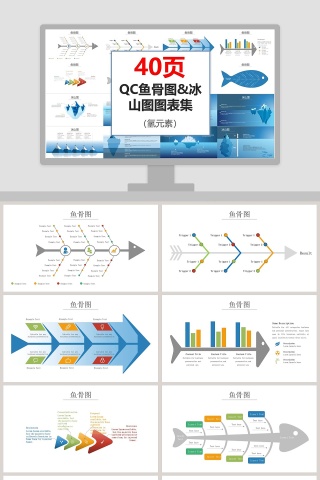 QC鱼骨图&冰山图图表集PPT