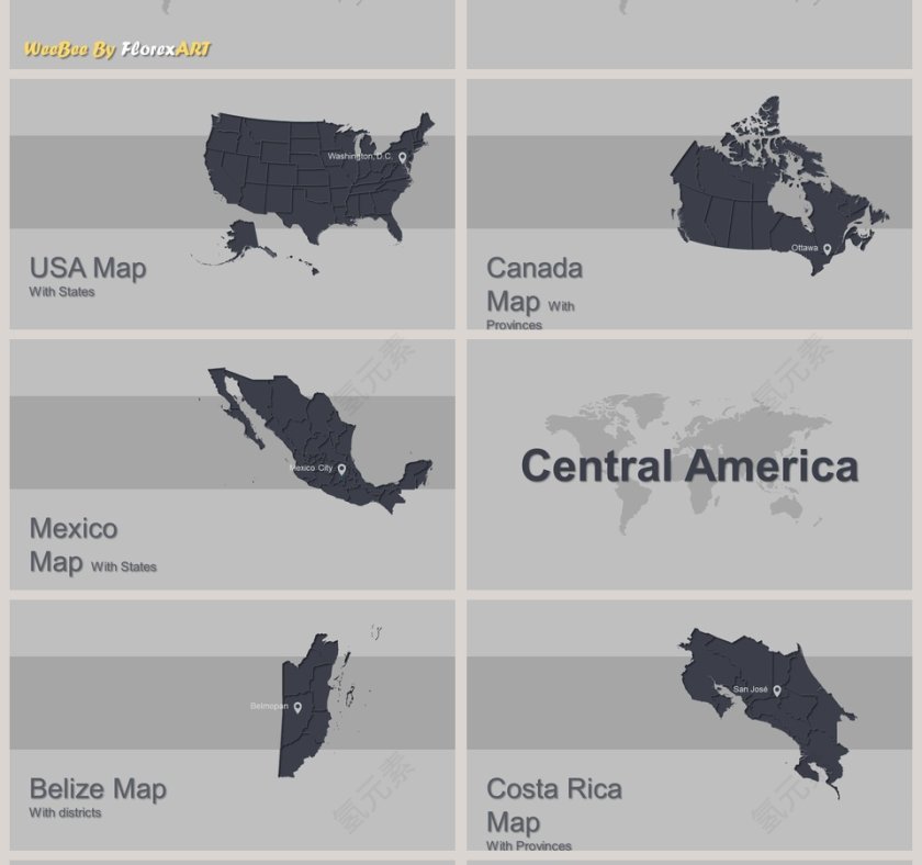 世界中国地图PPT模板第4张